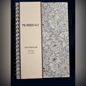 Morris & Co. Light Blue and Gold Foil Floral Hardback Spiral Notebook / Journal